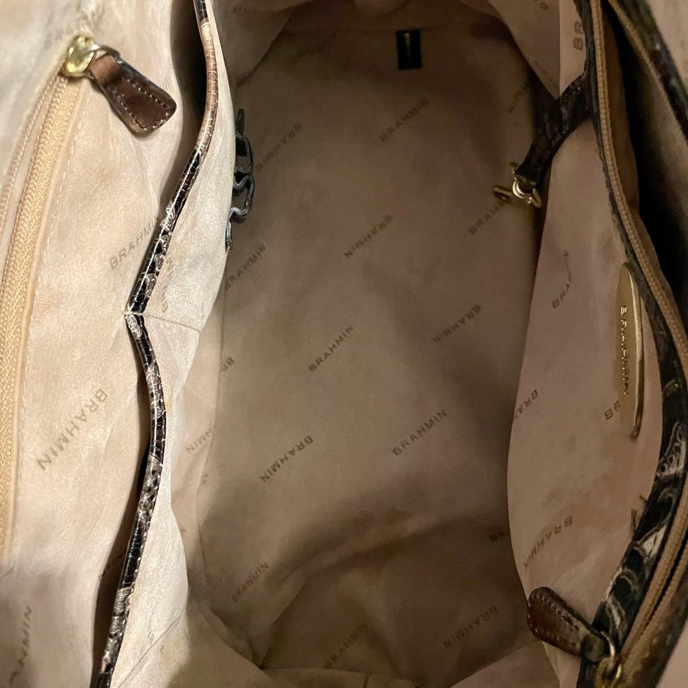 ✨RARE Brahmin Vivian- Espresso Fresco handbag black & brown embossed leather✨ - Picture 12 of 13